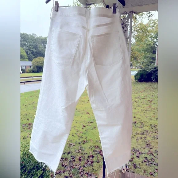 J. Crew Factory Wide Leg Crop Jeans in all day stretch, Seashell White, size 32 - Picture 3 of 7